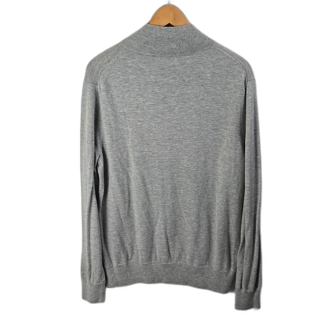 J. Crew Mercantile Men's Light Gray Crewneck Sweater Long Sleeve 1/4 Zip Up Sz L